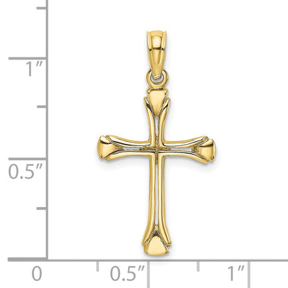10K Gelbgold 10K Poliert Abgeschrägt Ausgeschnitten Kreuz Anhänger