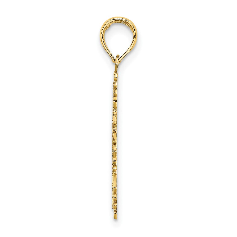 10K Gelbgold 10K Strukturiert mit Lace Zierde Kreuz Charm
