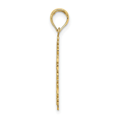 10K Gelbgold 10K Strukturiert mit Lace Zierde Kreuz Charm