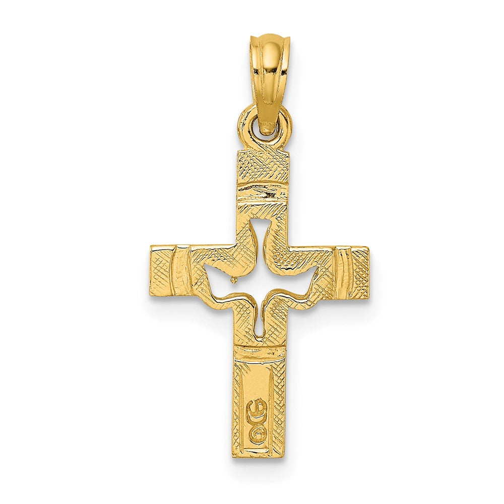10K Gelbgold 10K Taube in Kreuz Charm