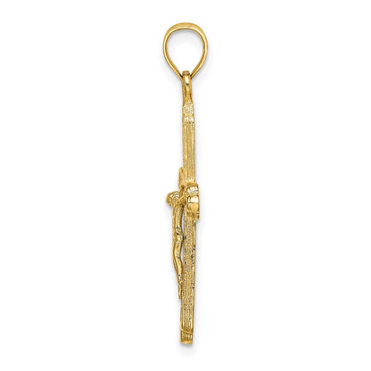 10K Gelbgold 10K Strukturiert Kruzifix Charm