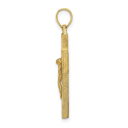 10K Gelbgold 10K Strukturiert Kruzifix mit Rahmen Charm