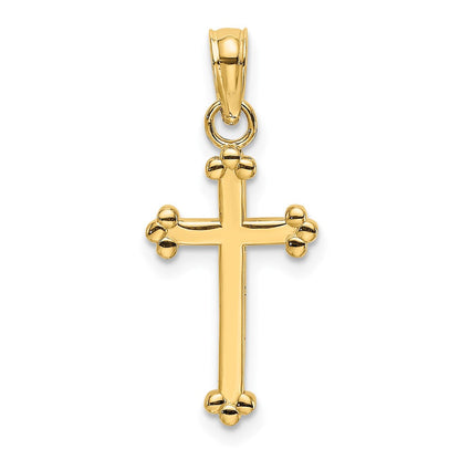 10K Gelbgold 10K Poliert Gekugelt Kreuz