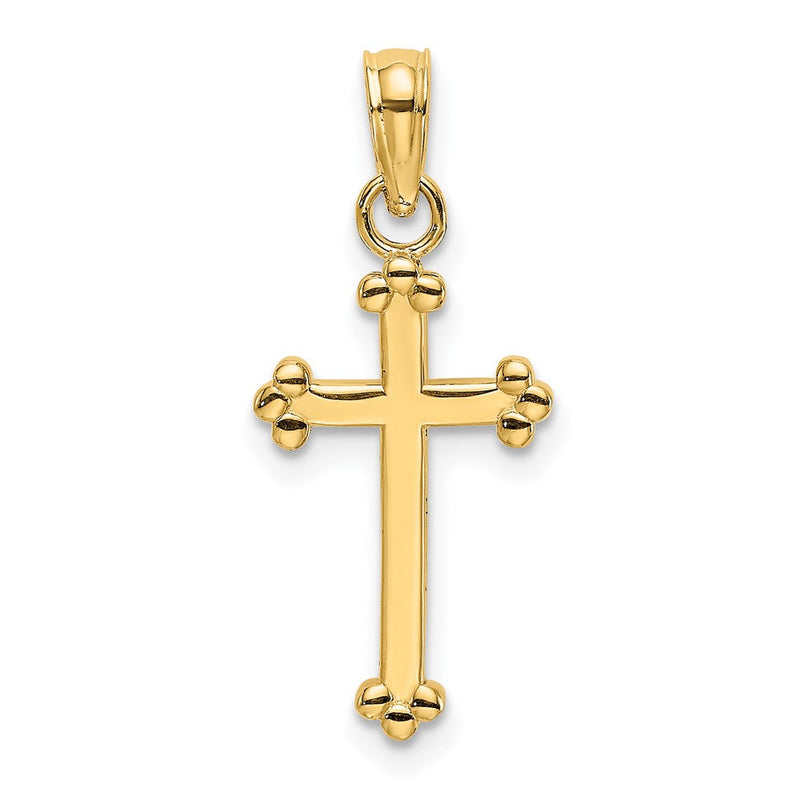10K Gelbgold 10K Poliert Gekugelt Kreuz