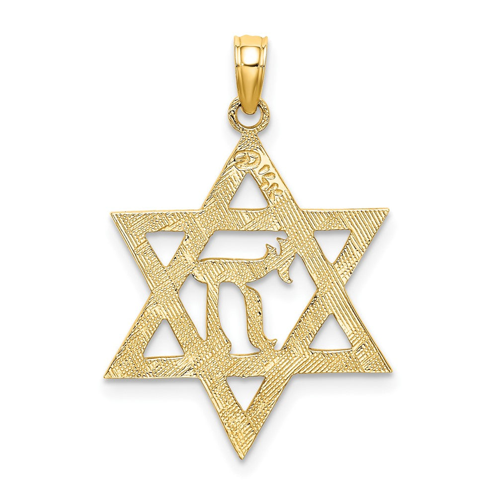 10K Gelbgold 10K Stern Of David mit Chai Mittig Charm