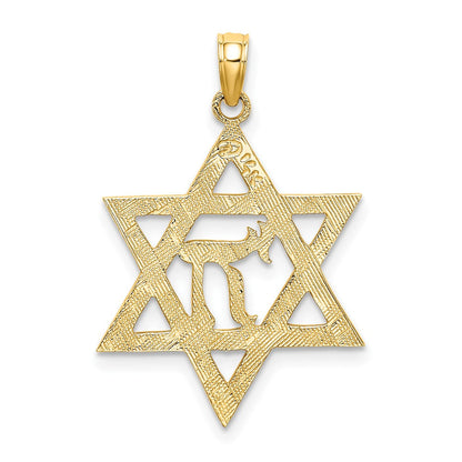 10K Gelbgold 10K Stern Of David mit Chai Mittig Charm