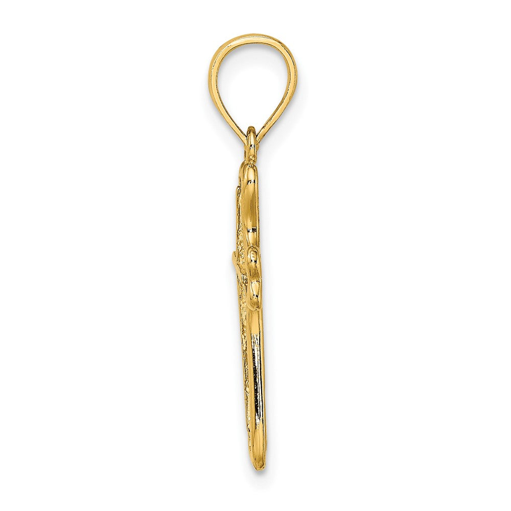 10K Gelbgold 10K Kreuz mit Strukturiert Herz Edges Design Charm