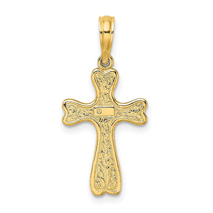 10K Gelbgold 10K Kreuz mit Strukturiert Herz Edges Design Charm
