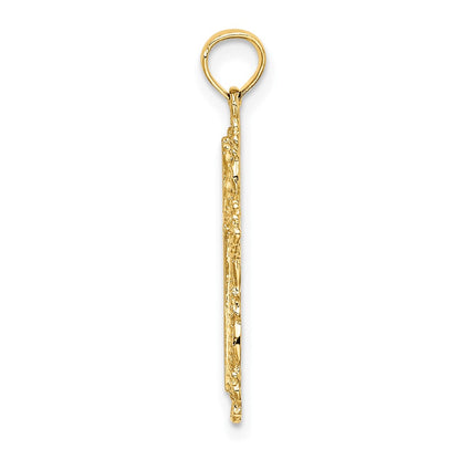 10K Gelbgold 10K Kreuz mit Filigran Lace Zierde Charm