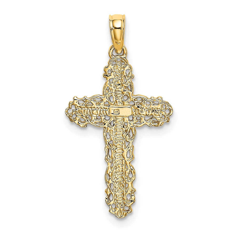 10K Gelbgold 10K Kreuz mit Filigran Lace Zierde Charm