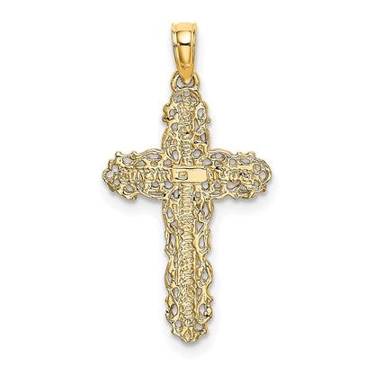 10K Gelbgold 10K Kreuz mit Filigran Lace Zierde Charm