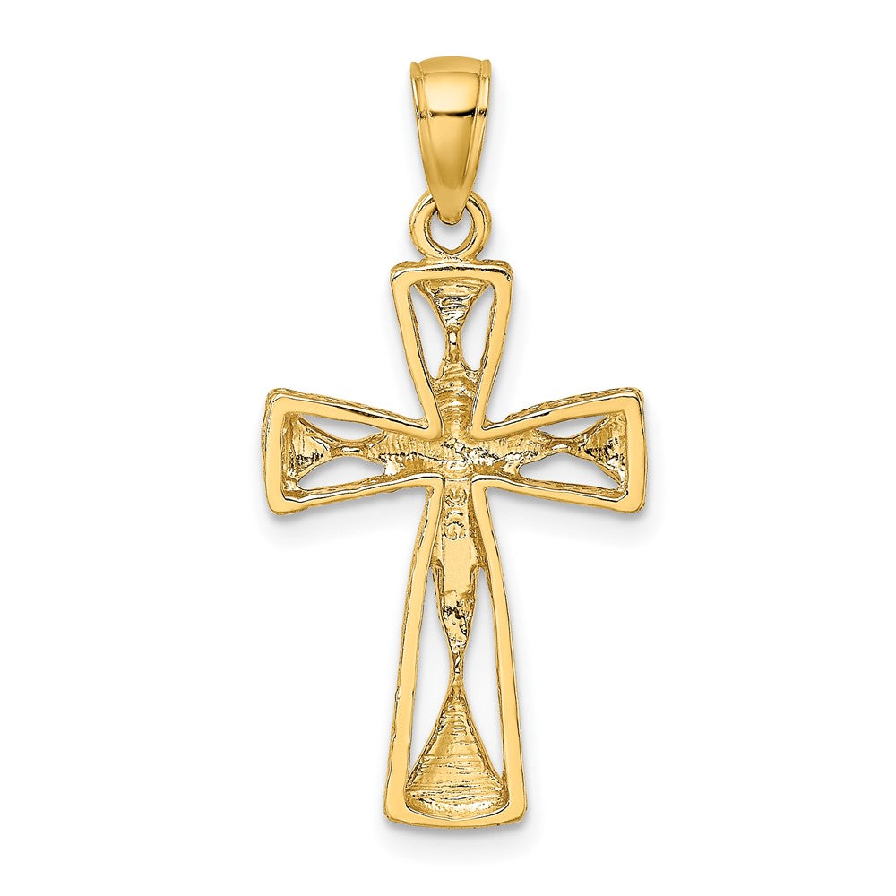 10K Gelbgold 10K Poliert Ausgeschnitten Design Kreuz Charm