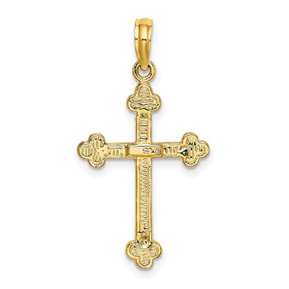 10K Gelbgold 10K Schmal Knospend Kruzifix Charm
