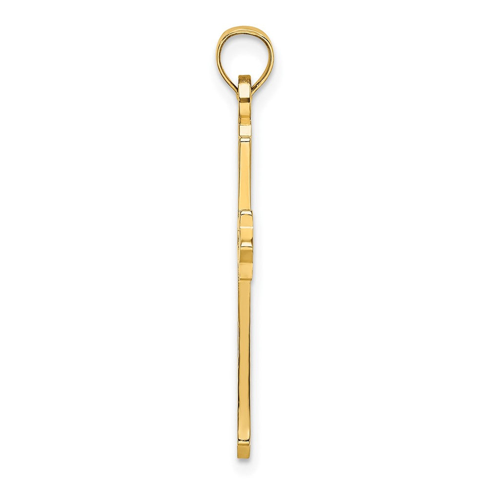 10K Gelbgold 10K Poliert und Ausgeschnitten Kreuz Charm