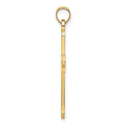 10K Gelbgold 10K Poliert und Ausgeschnitten Kreuz Charm
