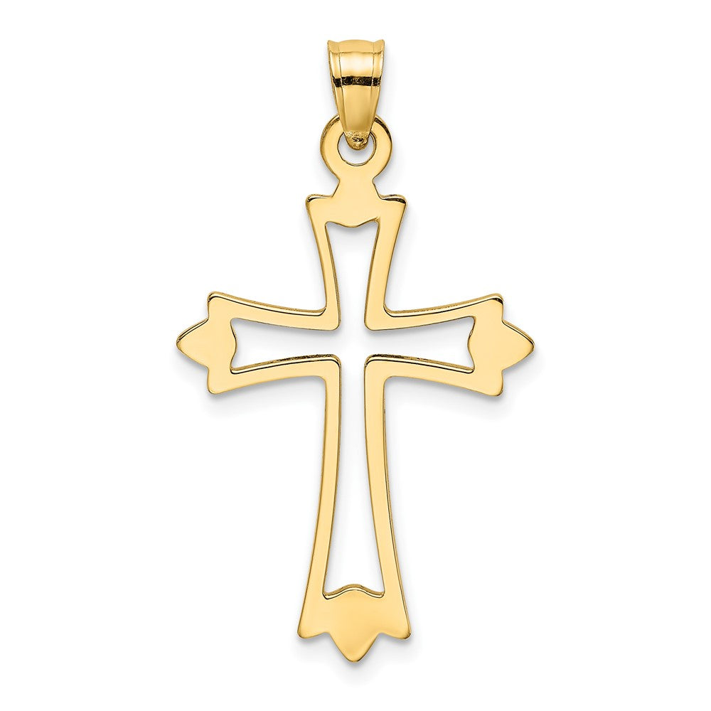 10K Gelbgold 10K Poliert und Ausgeschnitten Kreuz Charm