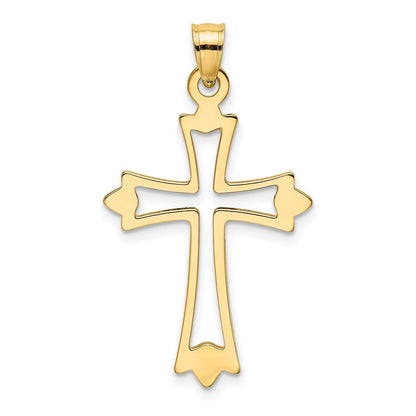 10K Gelbgold 10K Poliert und Ausgeschnitten Kreuz Charm