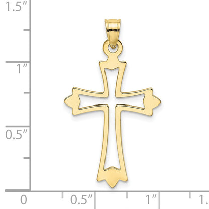 10K Gelbgold 10K Poliert und Ausgeschnitten Kreuz Charm