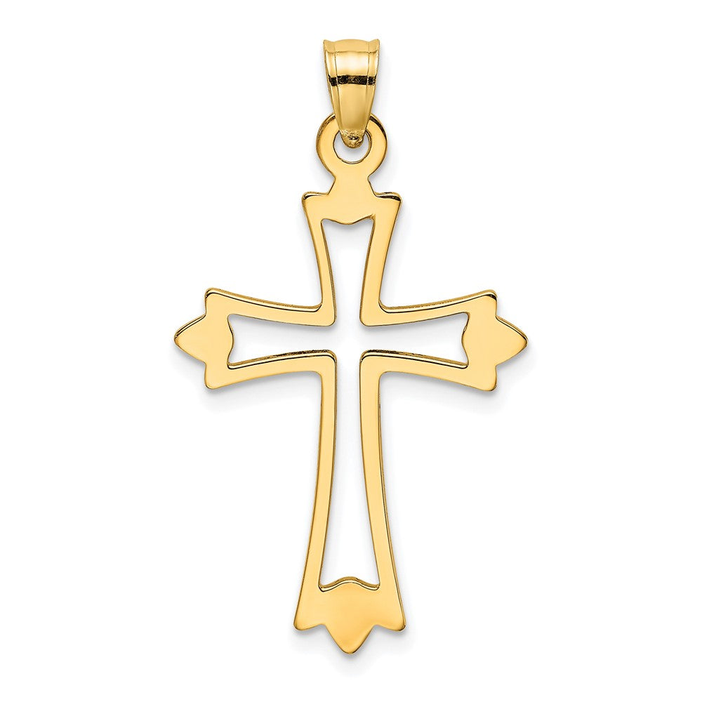 10K Gelbgold 10K Poliert und Ausgeschnitten Kreuz Charm