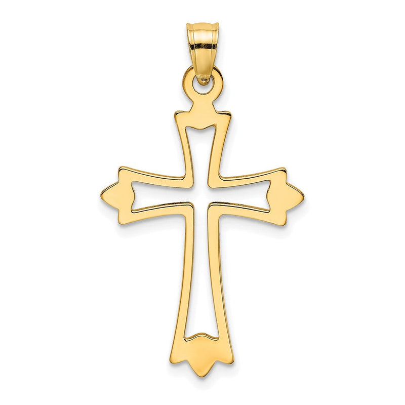 10K Gelbgold 10K Poliert und Ausgeschnitten Kreuz Charm