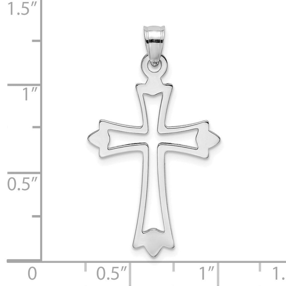10K Weißgold 10K Poliert Ausgeschnitten Kreuz Charm