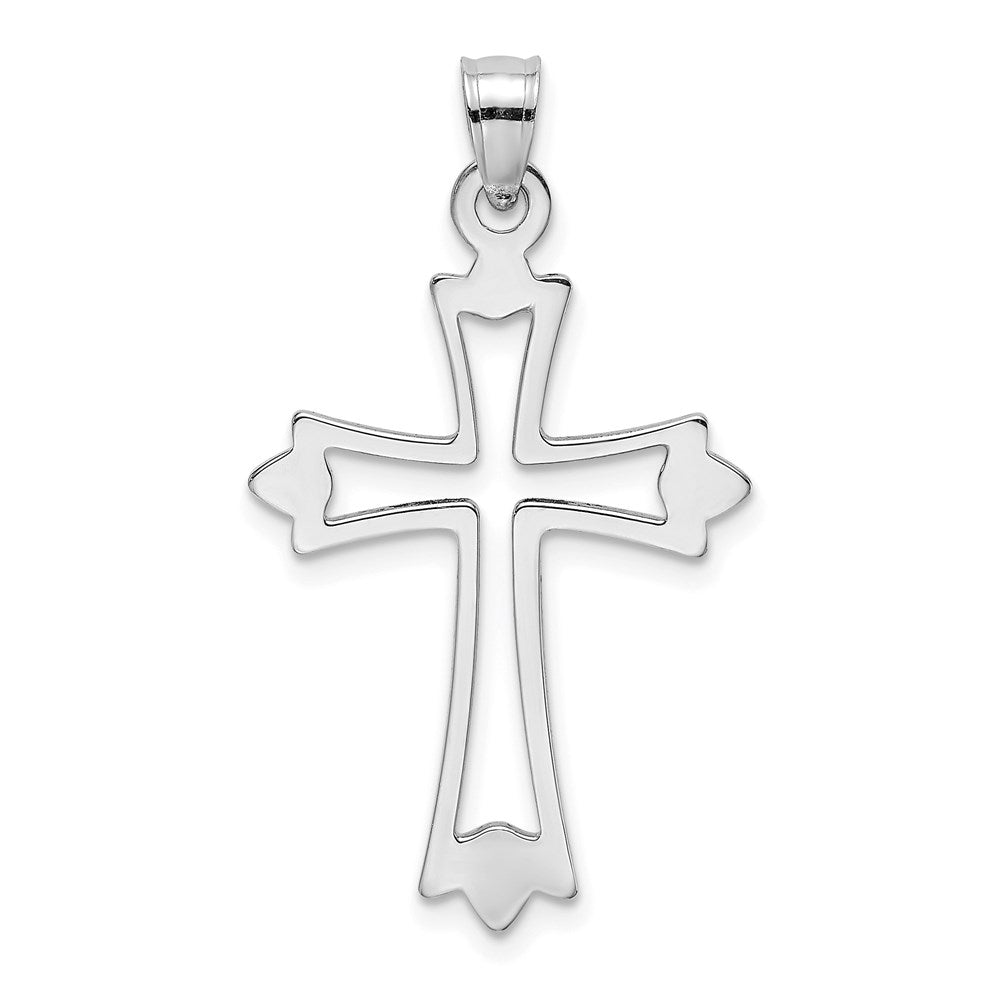 10K Weißgold 10K Poliert Ausgeschnitten Kreuz Charm