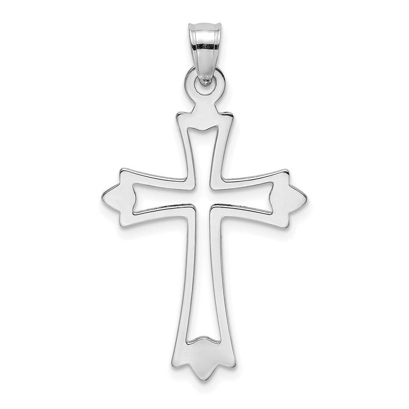 10K Weißgold 10K Poliert Ausgeschnitten Kreuz Charm
