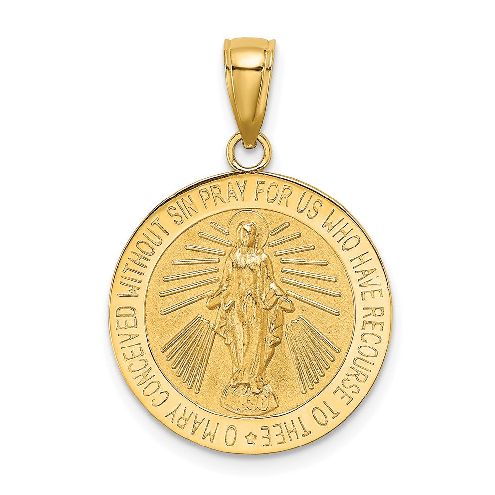 10K Gelbgold 10K Poliert und Satiniert Wundertätig Medaille Charm