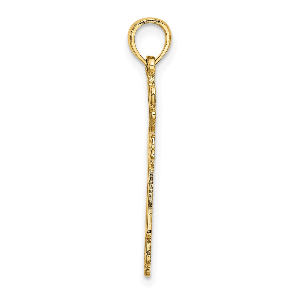 10K Gelbgold 10K Kreuz Ausgeschnitten mit Herz Ends Charm