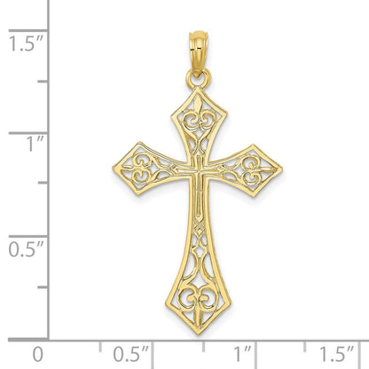 10K Gelbgold 10K Filigran Kreuz Charm