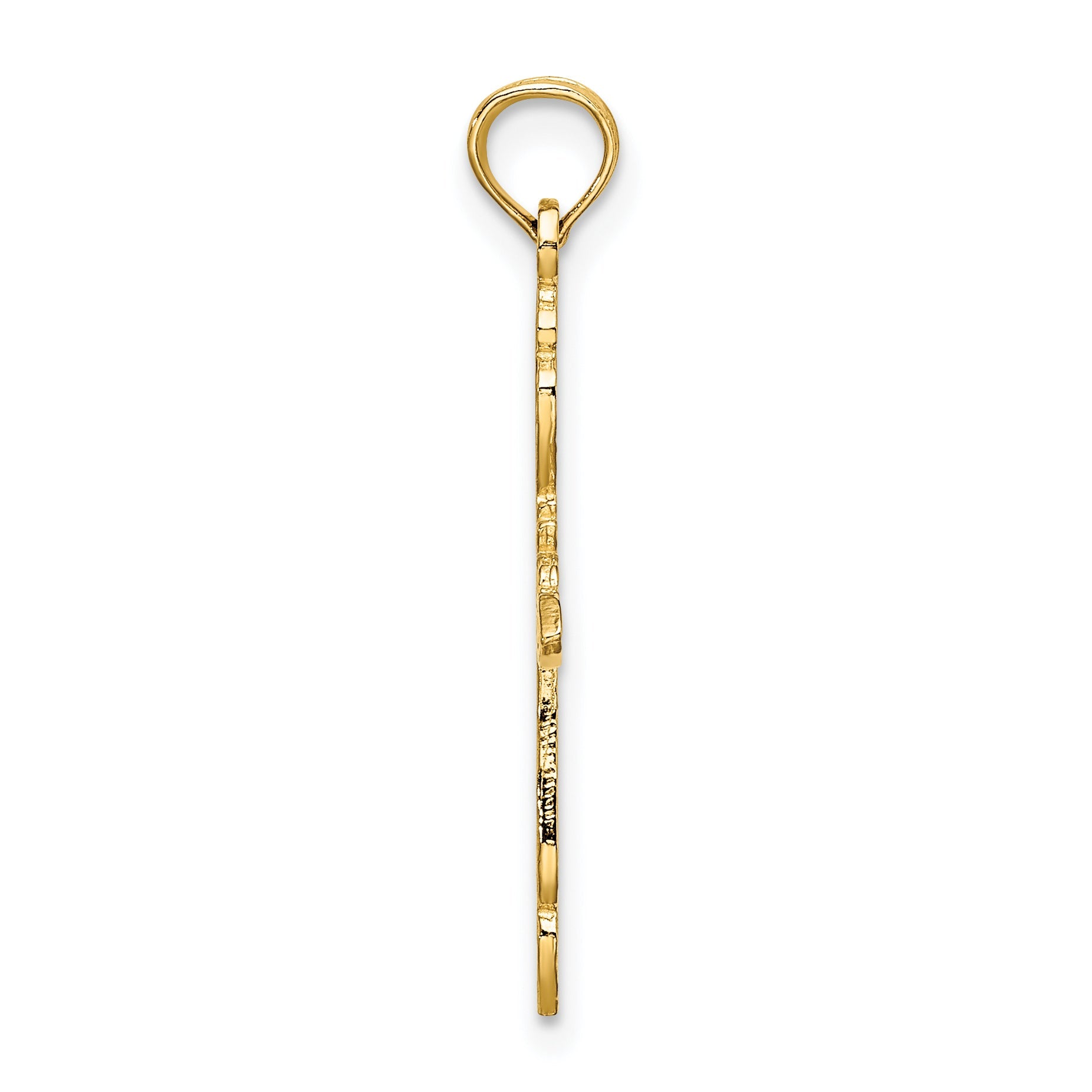 10K Gelbgold 10K Poliert Ausgeschnitten Kreuz Charm