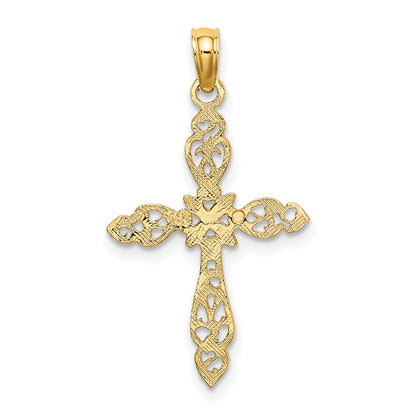 10K Gelbgold 10K Poliert Ausgeschnitten Kreuz Charm