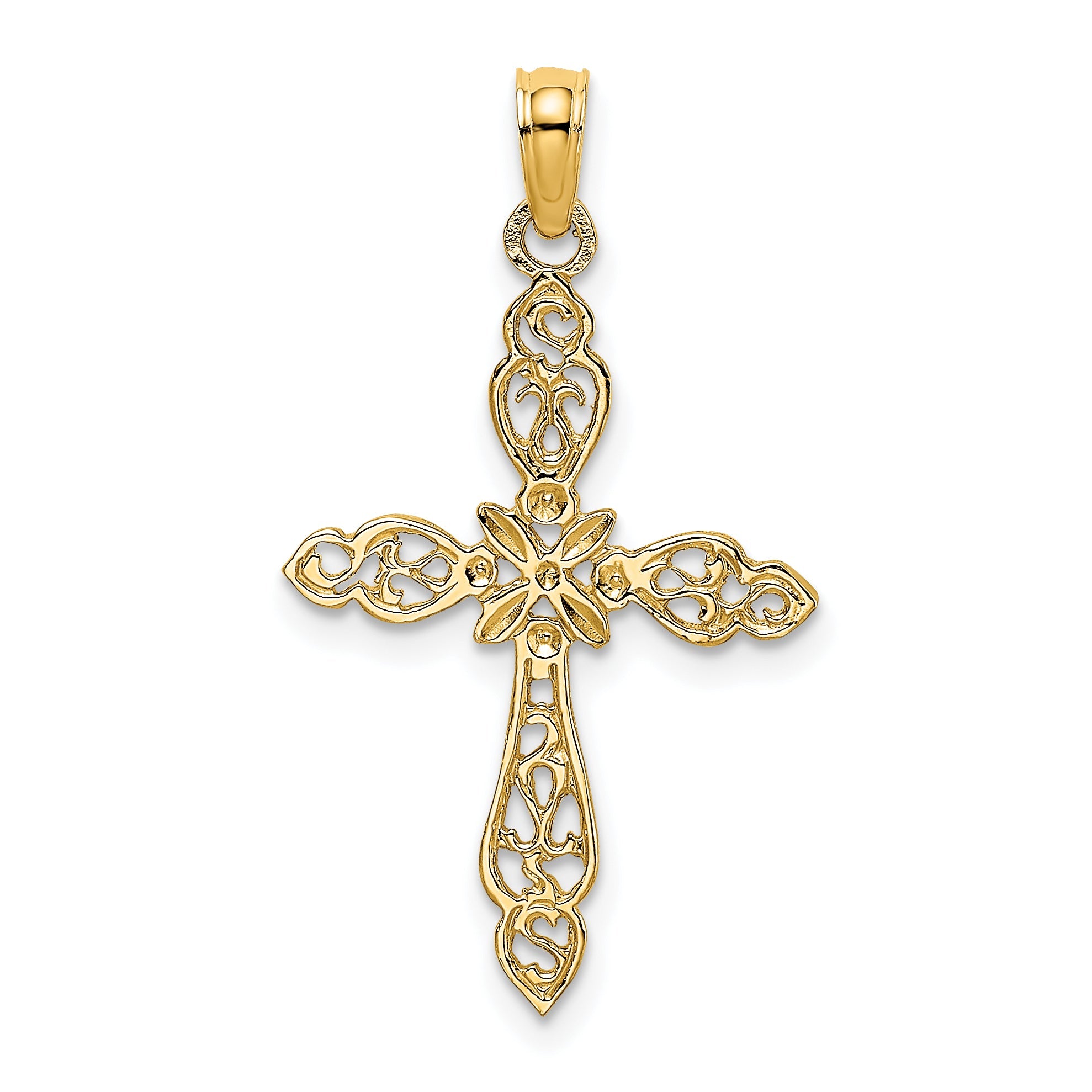 10K Gelbgold 10K Poliert Ausgeschnitten Kreuz Charm