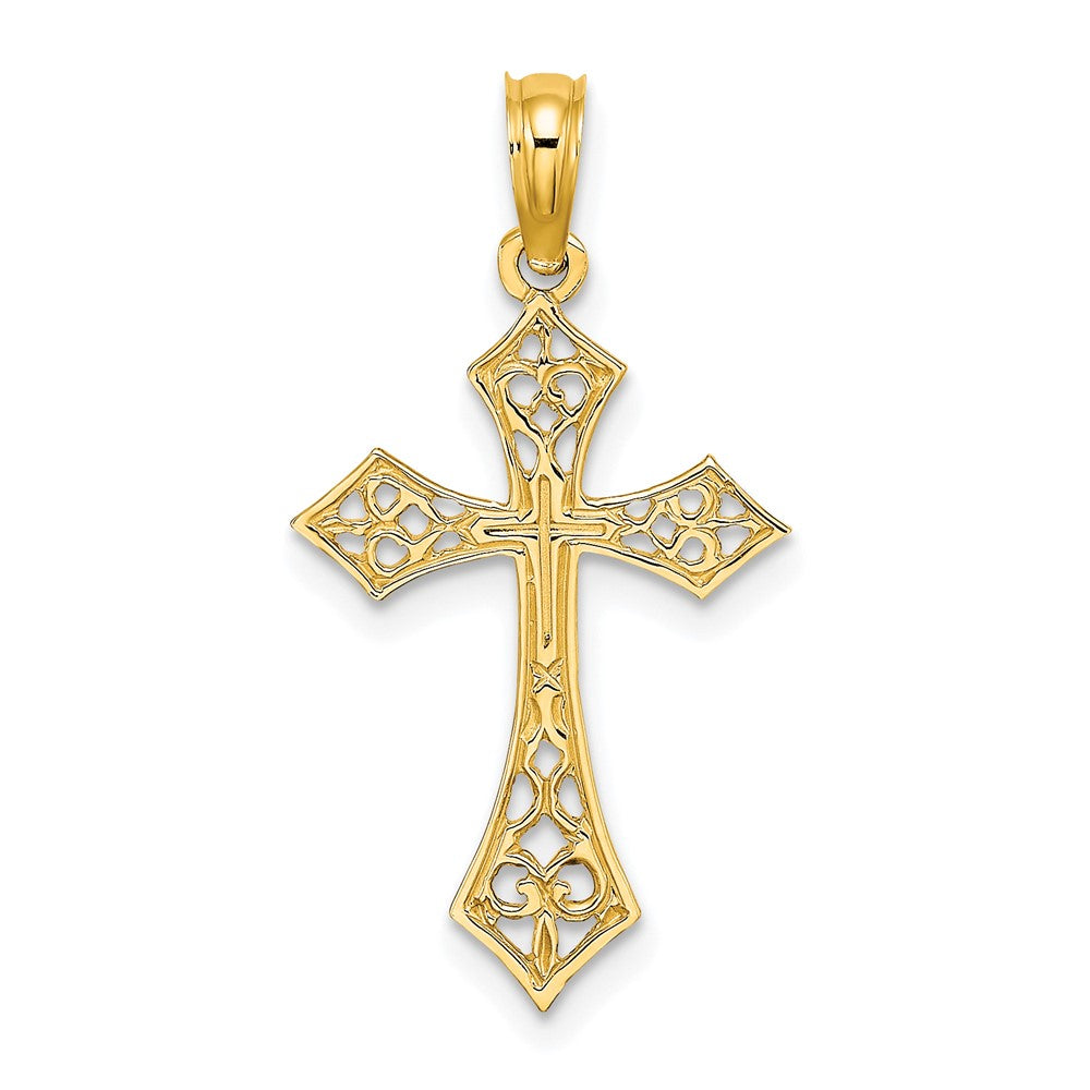 10K Gelbgold 10K Filigran Kreuz Charm