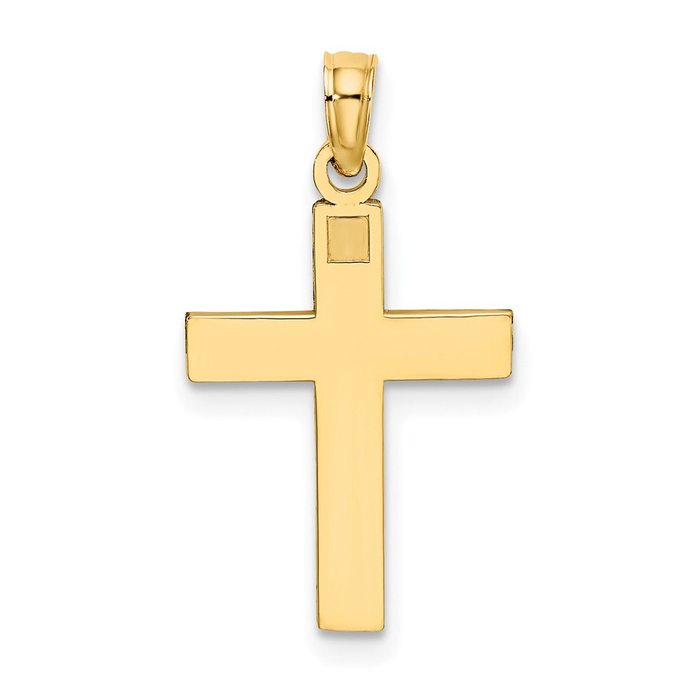 10K Gelbgold 10K Diamantiert Block Kreuz Charm