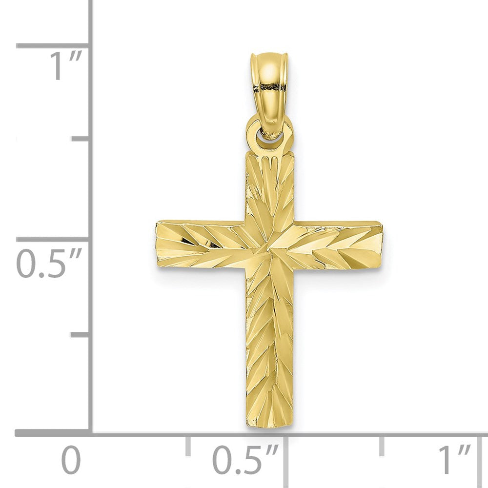 10K Gelbgold 10K Diamantiert Block Kreuz Charm