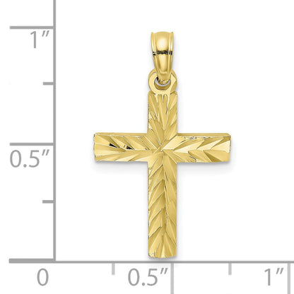 10K Gelbgold 10K Diamantiert Block Kreuz Charm