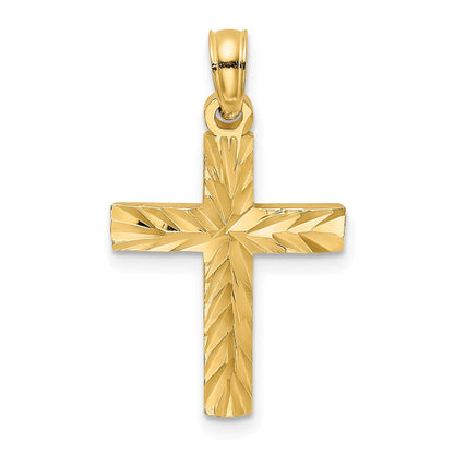 10K Gelbgold 10K Diamantiert Block Kreuz Charm