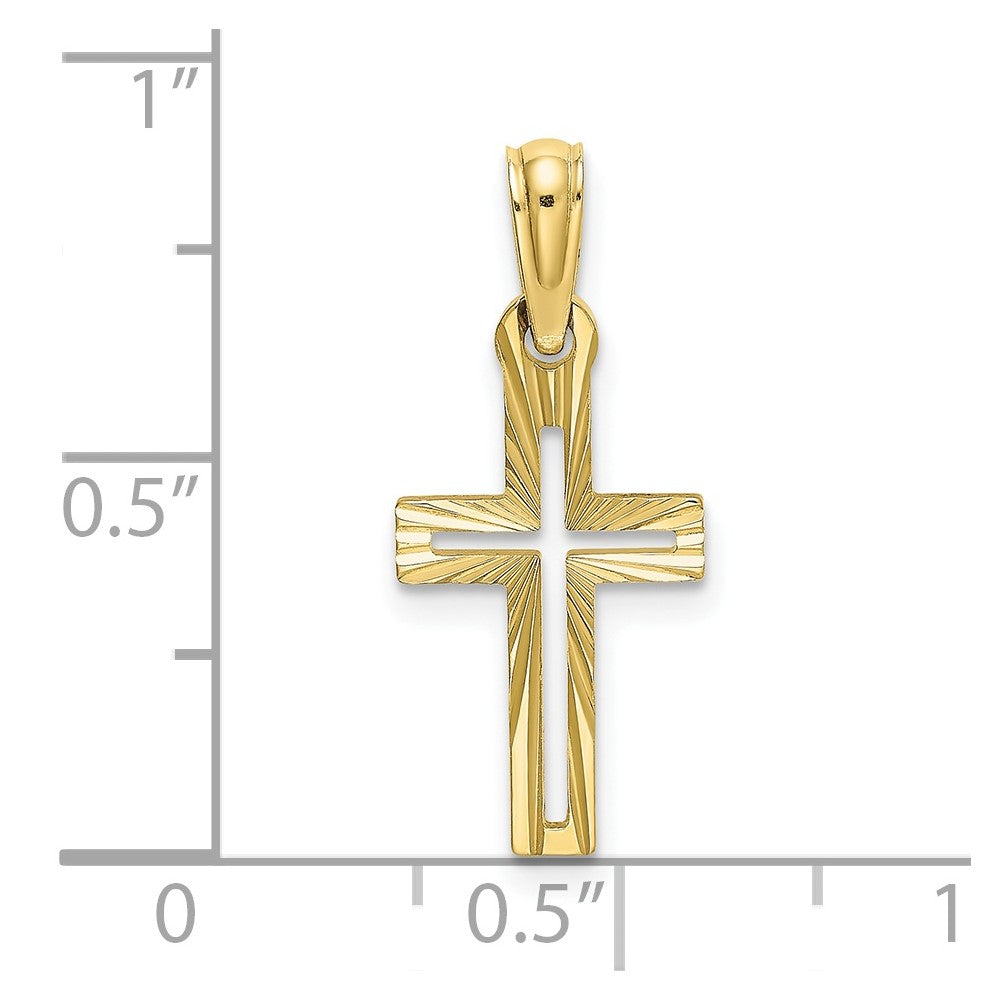 10K Gelbgold 10K Diamantiert Kreuz Charm