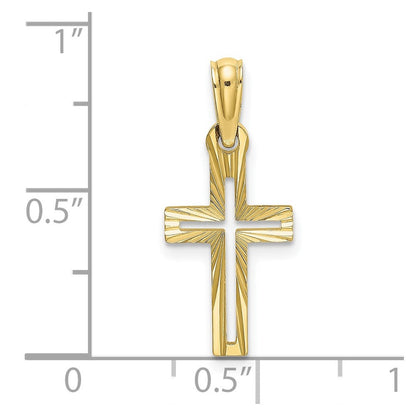 10K Gelbgold 10K Diamantiert Kreuz Charm