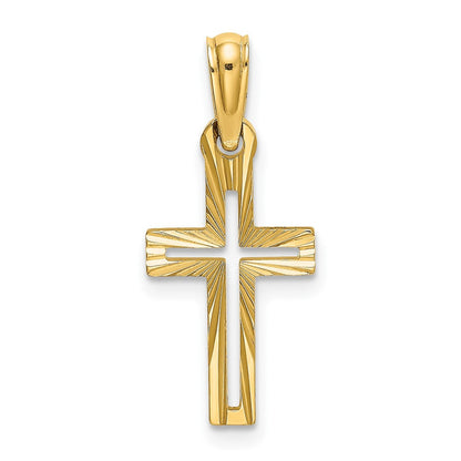 10K Gelbgold 10K Diamantiert Kreuz Charm