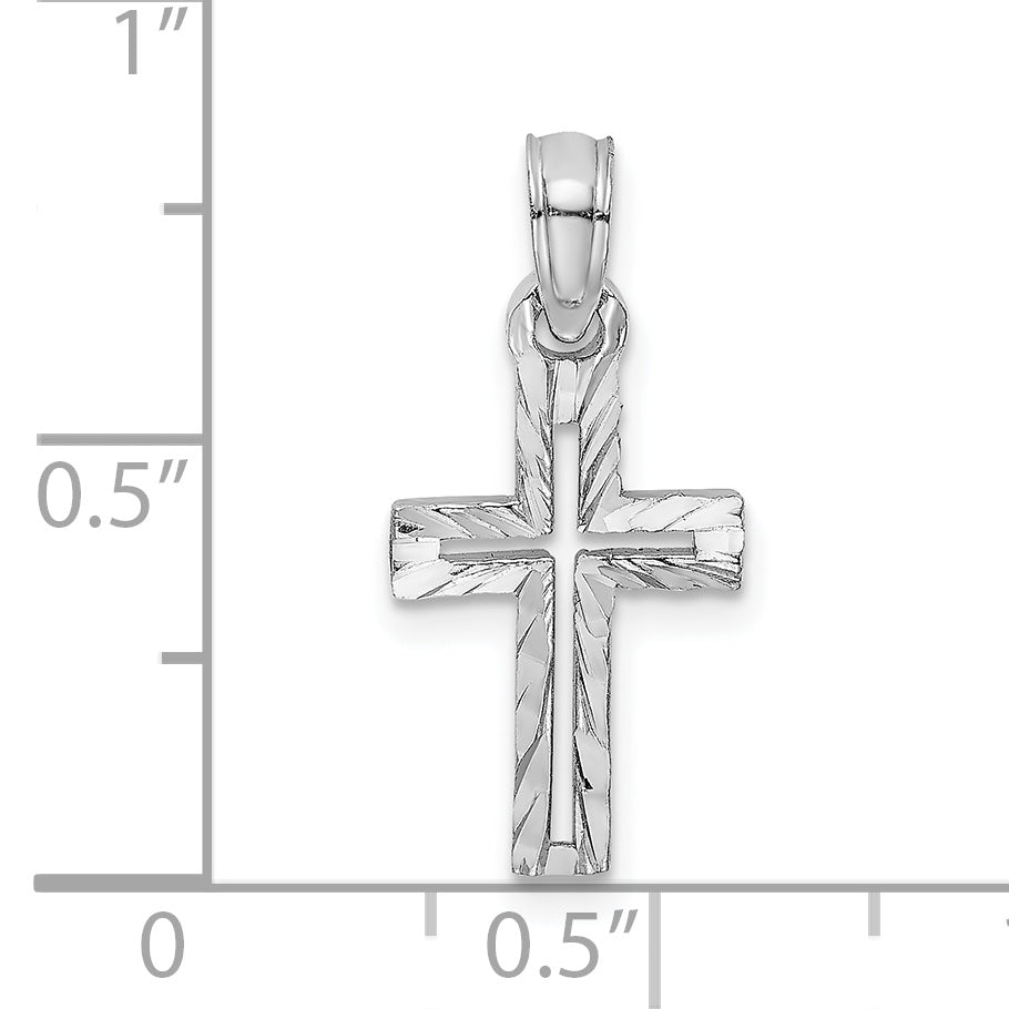 10K Weißgold 10K Diamantiert Kreuz Charm