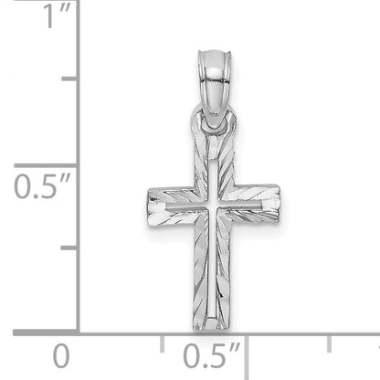 10K Weißgold 10K Diamantiert Kreuz Charm