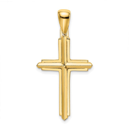 10K Gelbgold 10K Poliert Kreuz Charm