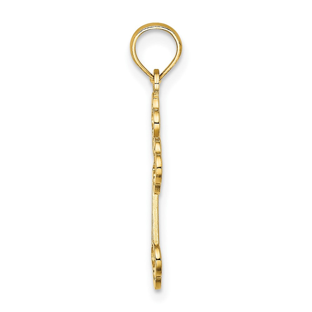 10K Gelbgold 10K Lace Mittig Knospend Kreuz Charm