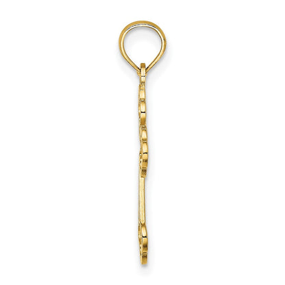 10K Gelbgold 10K Lace Mittig Knospend Kreuz Charm