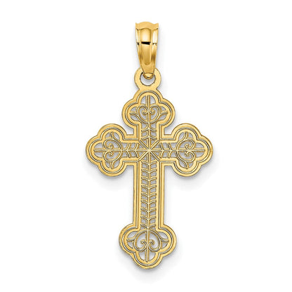 10K Gelbgold 10K Lace Mittig Knospend Kreuz Charm