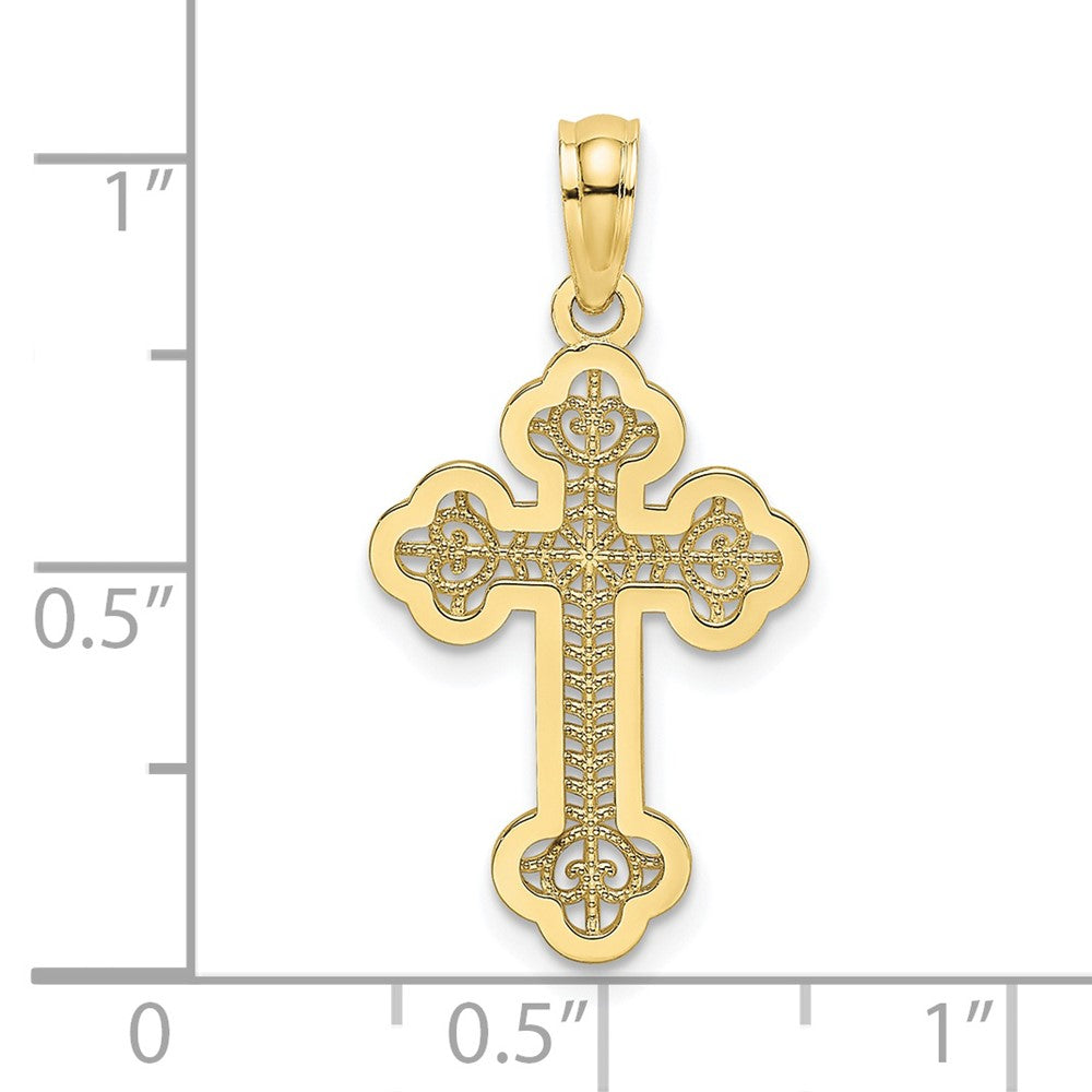 10K Gelbgold 10K Lace Mittig Knospend Kreuz Charm