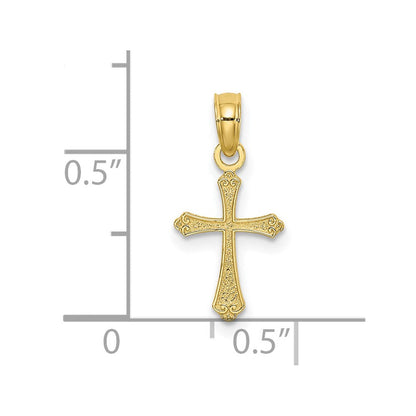 10K Gelbgold 10K Strukturiert Mini Kreuz Charm