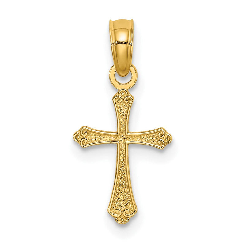 10K Gelbgold 10K Strukturiert Mini Kreuz Charm